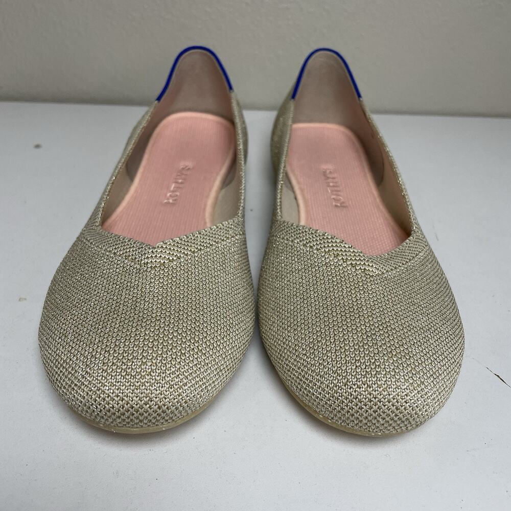 Rothys The Flat Light Gold Metallic Womens Size 9.5 Round Toe Comfort - Picture 2 of 8
